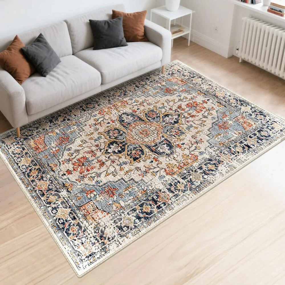 Washable 3x5 Area Rug Non Slip Vintage Floral Medallion Carpet Decor - Picture 8 of 11